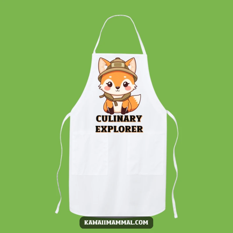 Funny Kawaii Fox Explorer Apron: Cook with Curious Spirit
