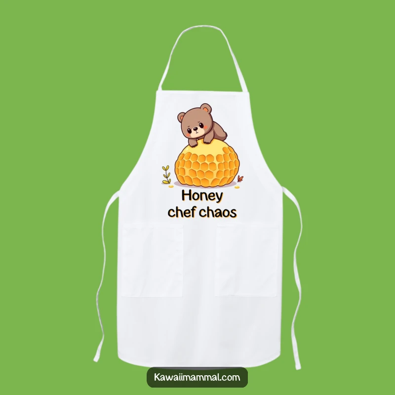 Funny Bear Honeycomb Apron - Determined Yogi Balancing, Kitchen Fun Funny Gift