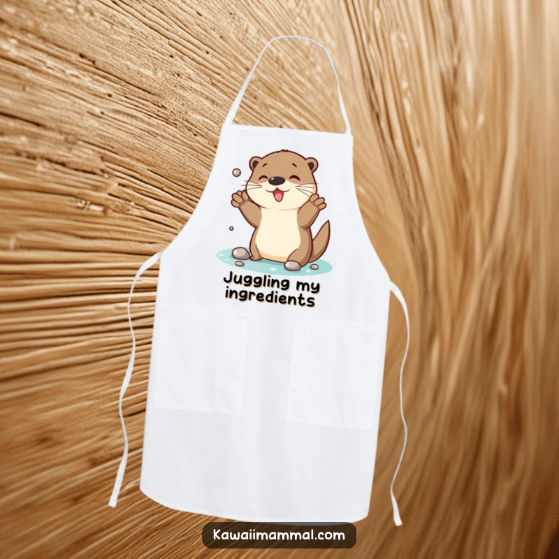 Funny Otter Apron: A cheerful otter juggles shiny pebbles with enthusiasm, making this apron a fun and practical addition to any kitchen.