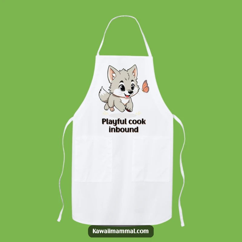 Funny Wolf Puppy Butterfly Apron: Hilarious Kitchen Wear for the Energetic Cook