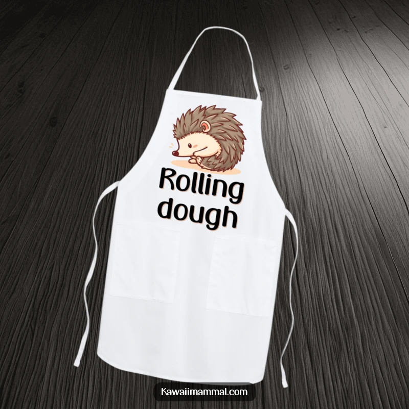 Funny Kawaii Hedgehog Apron: A cute hedgehog curled into a ball rolls downhill, ready for kitchen adventures with this funny and practical apron.
