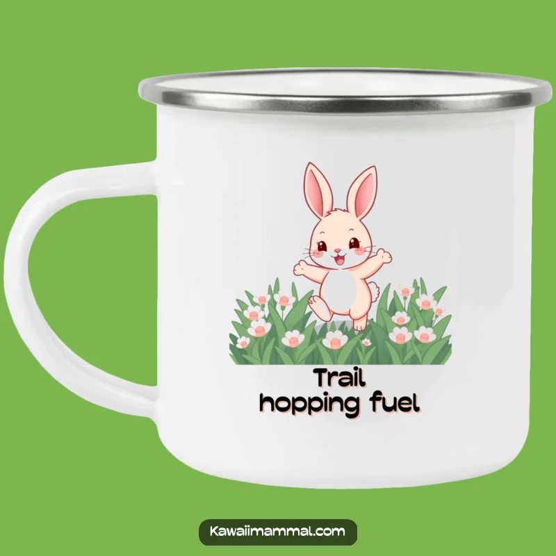 Funny Bunny Trail Hop Camping Mug - Cute Rabbit Enamel Mug Gift for Outdoors
