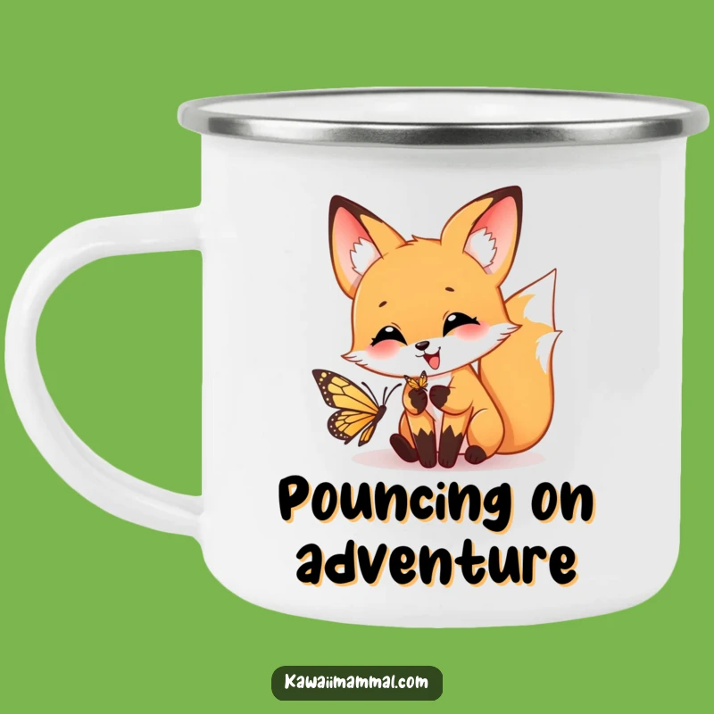 Funny Fox Pouncing Camping Mug: Adventure Fueled by Playfulness!