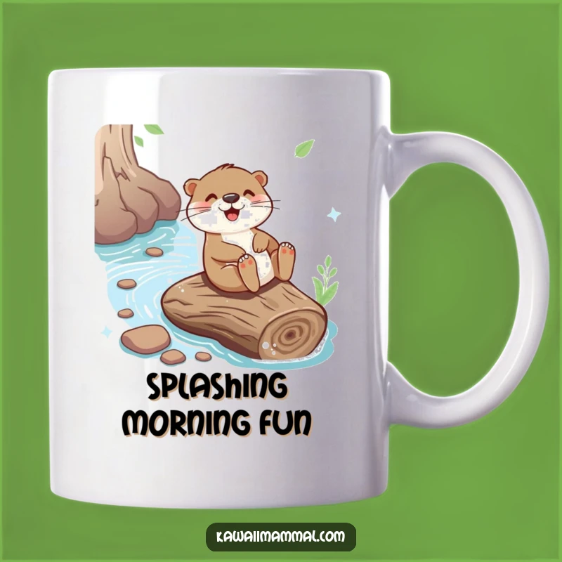 Funny Otter Sliding Mug - Joyful River Log Adventure, Playful Water Funny Gift