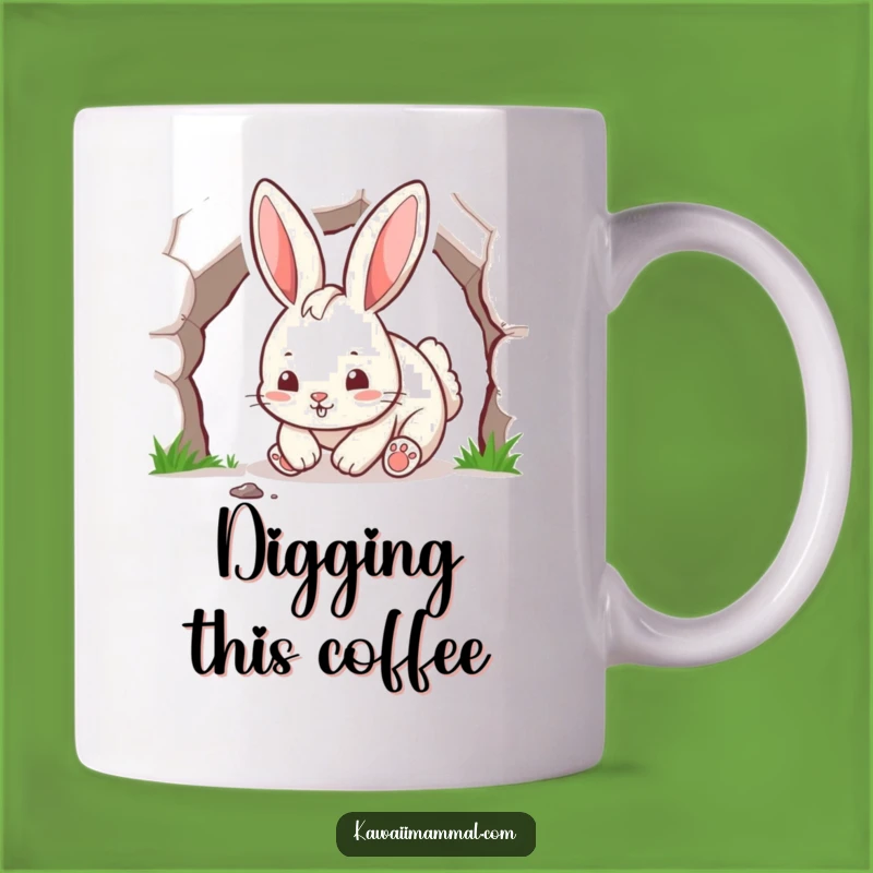 Funny Playful Rabbit Mug: Energetic Digging Humor for a Cute Animal Lover's Gift