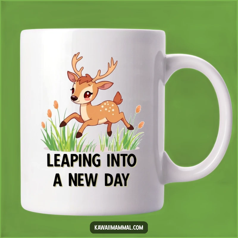 Funny Deer Meadow Mug: Graceful Leap Through Nature, Perfect Elegant Funny Gift