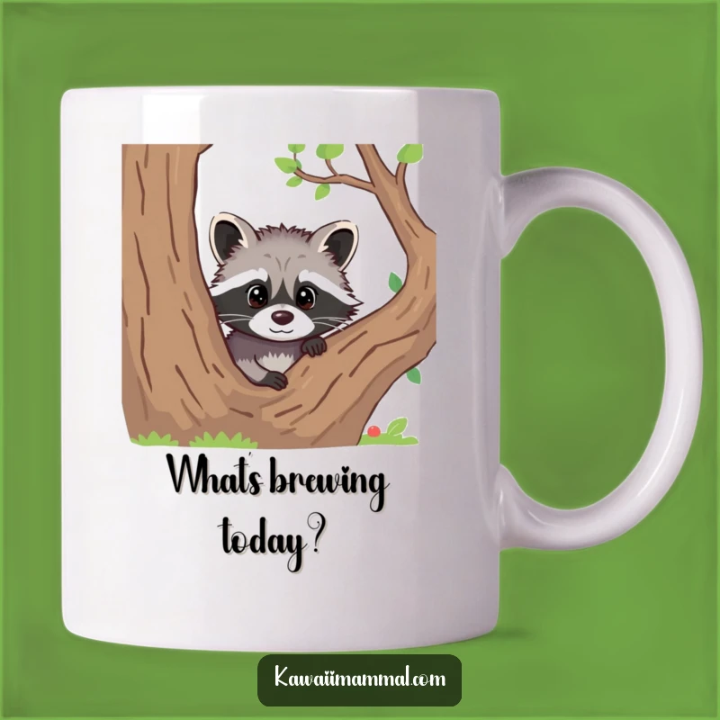 Funny Raccoon Peeking Mug: Curious Critter Humor for Your Morning Brew