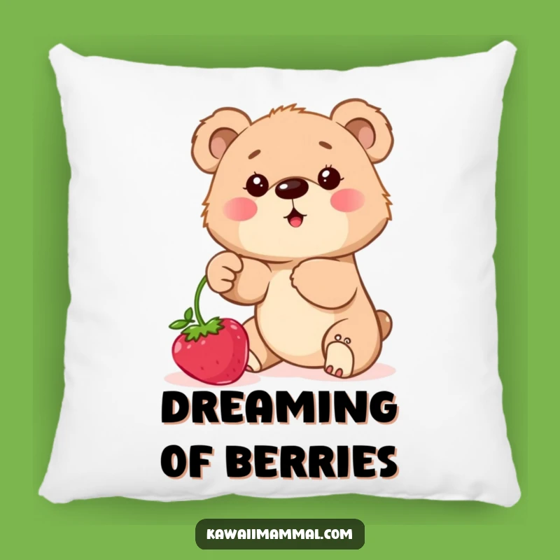 Funny Bear Cub Berry Pillow: Soft Determined Cub Cushion for a Hilarious Gift