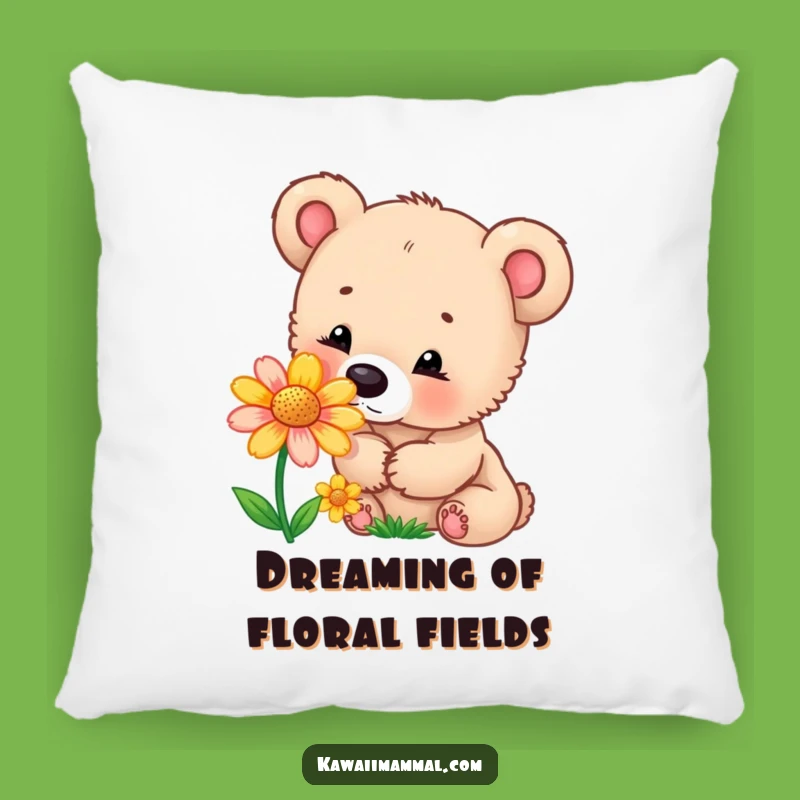Funny Bear Cub Flower Pillow: Cozy Comfort with Curious Cub Vibes