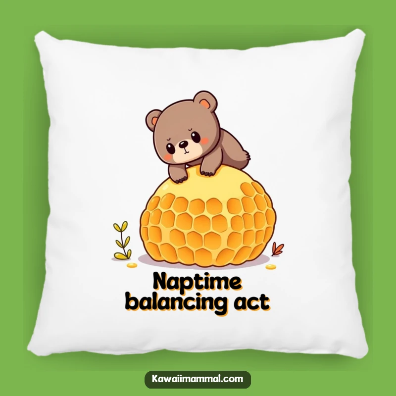 Funny Bear Honeycomb Pillow - Determined Yogi Balancing, Comfy & Funny Gift