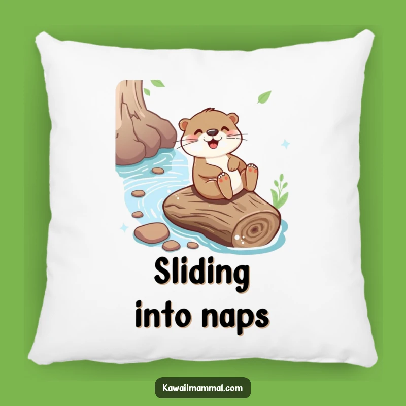 Funny Otter Sliding Pillow - Joyful River Log Adventure, Comfy Playful Funny Gift