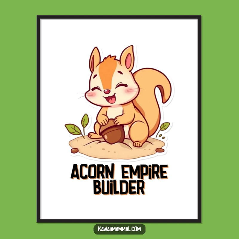 Funny Squirrel Digital Art: Giggling Acorn Effort, Hilarious Decor