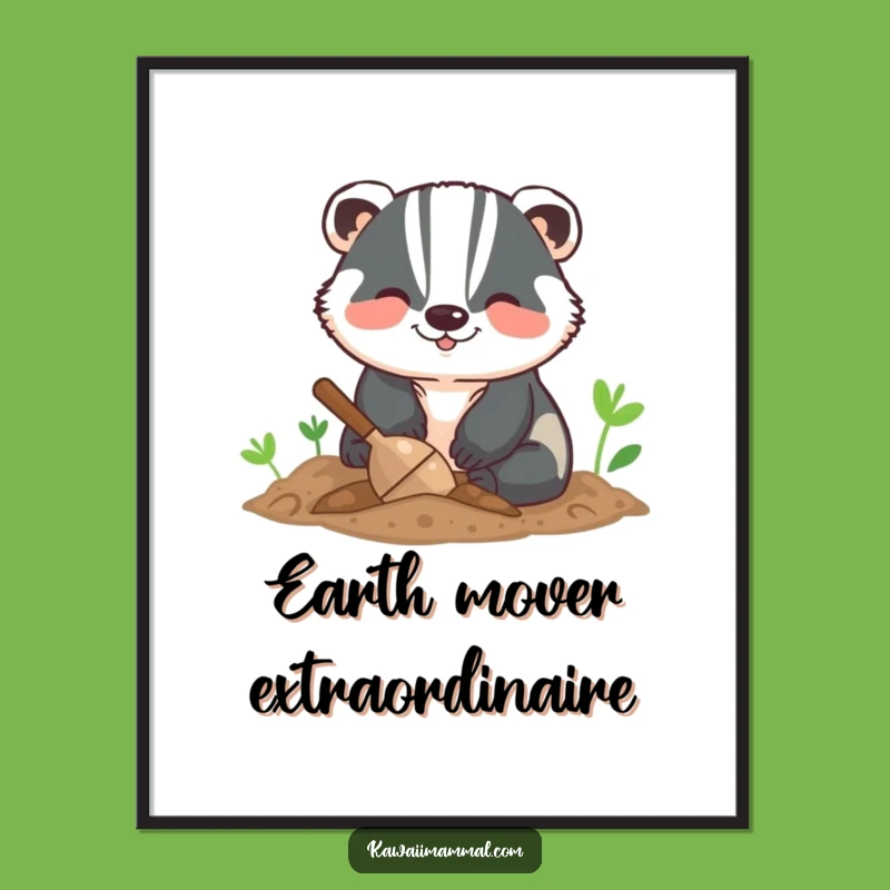Funny Badger Digging Digital Art: Instant Humorous Decor for Your Space