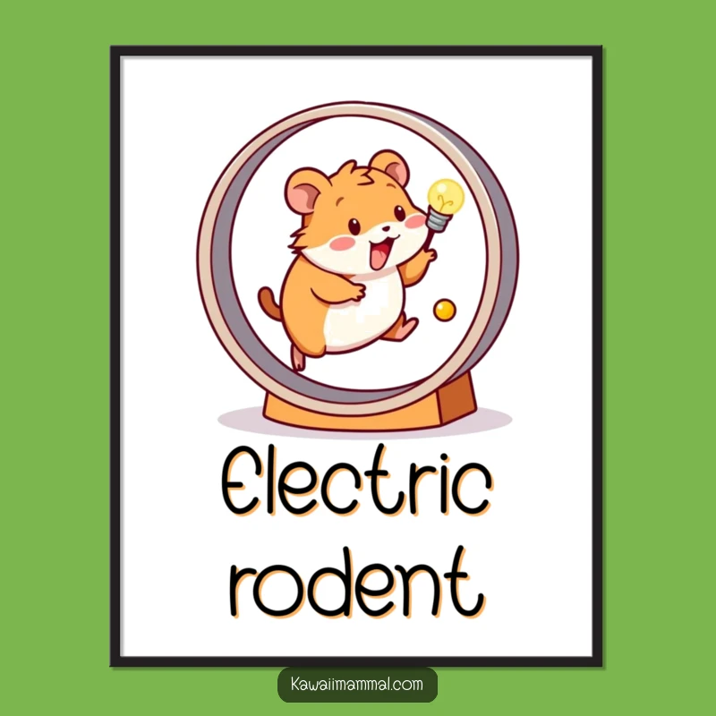 Funny Hamster Digital Art: Happy Runner & Light Bulb - Instant Energetic Decor