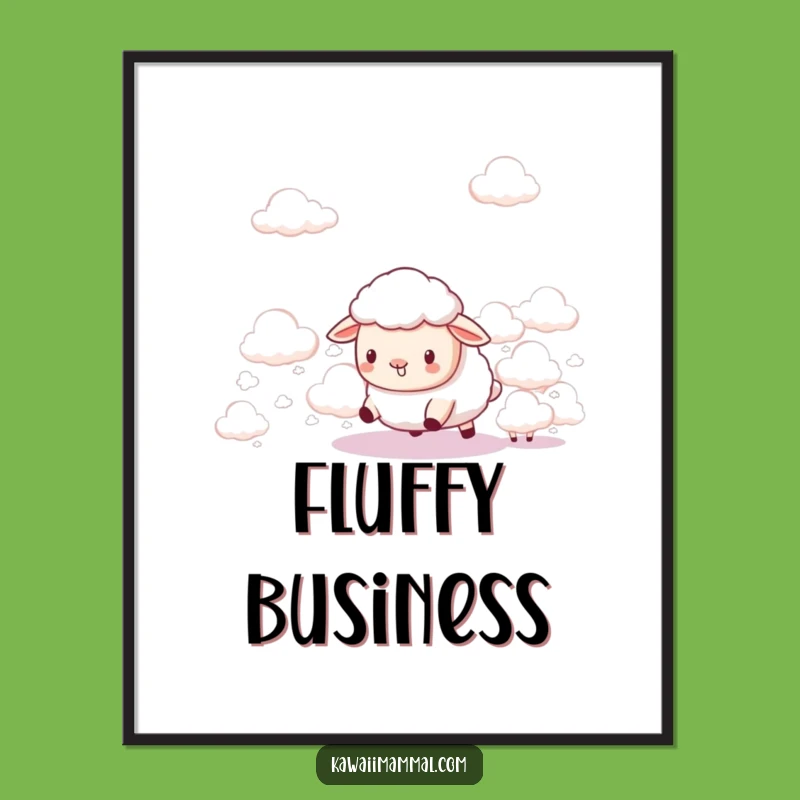 Funny Kawaii Sheep Cloud Herder Digital Art - Cute Sky Decor - Printable Gift