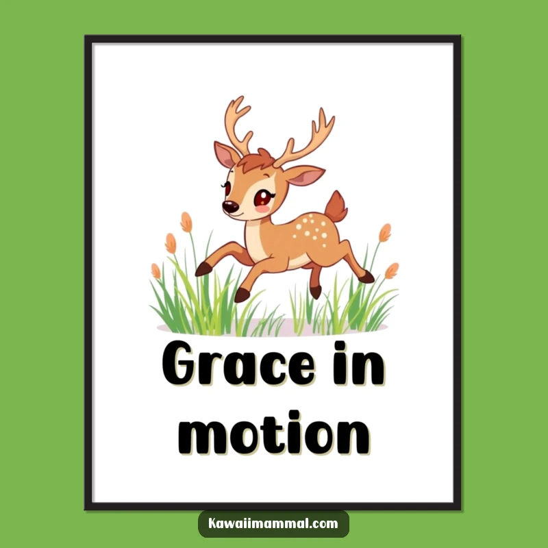 Funny Deer Meadow Digital Art: Graceful Deer Art, Instant Download Funny Gift
