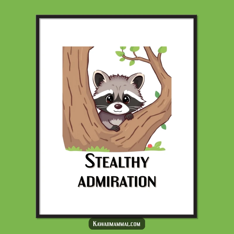 Funny Raccoon Peeking Digital Art: Curious Printable for Instant Mysterious Decor