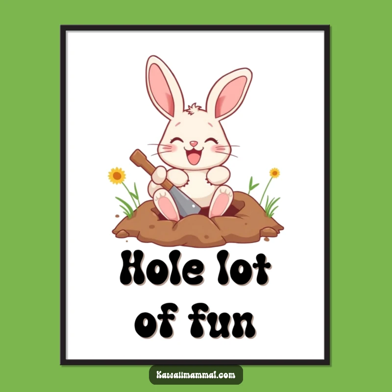 Funny Bunny Digital Art: High-Resolution Digging Character for Instant Cheerful Decor