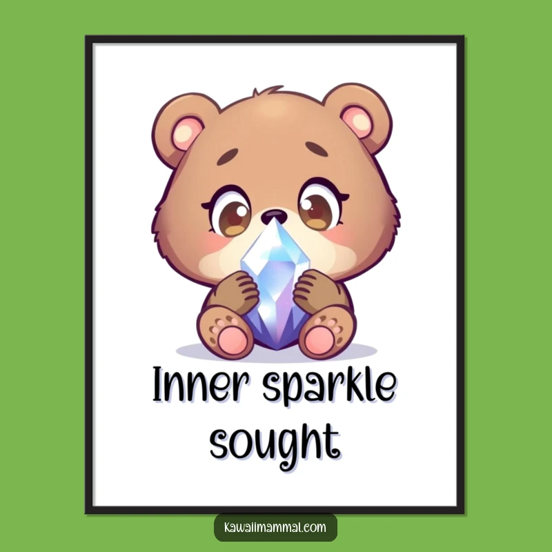 Funny Bear Cub Crystal Digital Art: Wonder Print for Enchanting Spaces