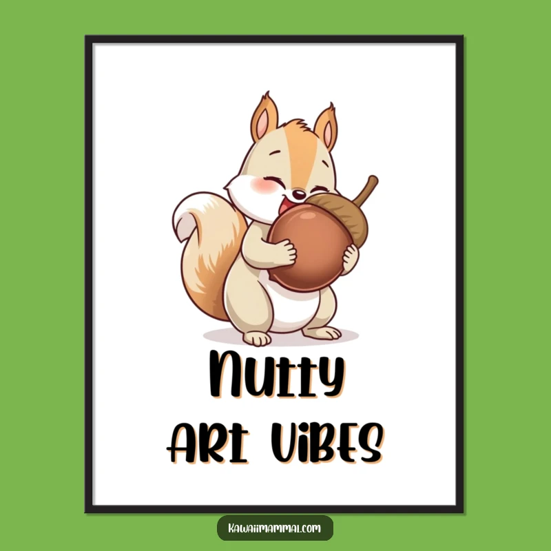 Funny Squirrel Digital Art: Giant Acorn Collector, Instant Whimsical Decor, Unique Gift