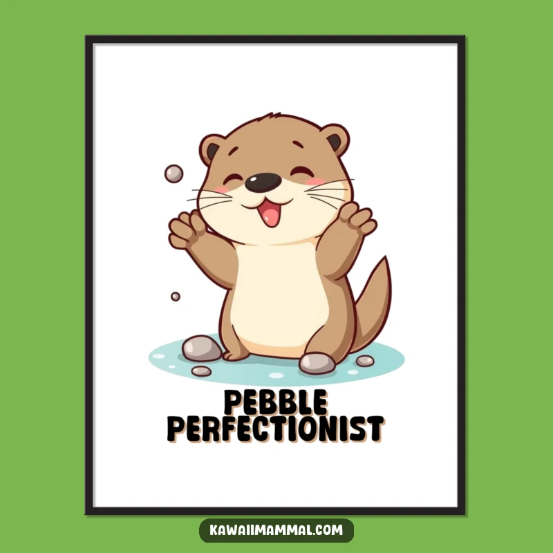 Funny Otter Juggling Pebbles Digital Art: Instant Hilarious Decor for Walls