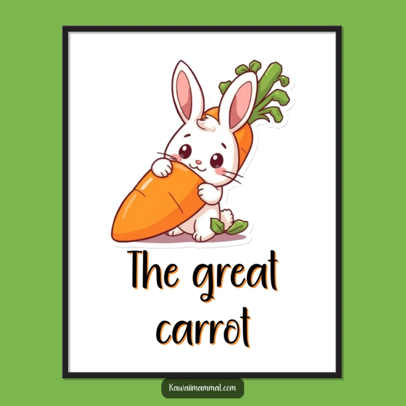 Funny Rabbit Carrot Digital Art: Instant Charm for Your Walls