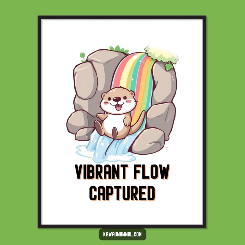 Funny Otter Rainbow Digital Art: Joyful Slide Print for Vibrant Spaces