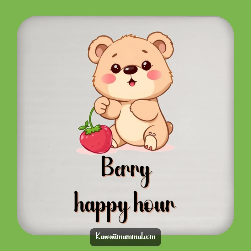 Funny Bear Cub Berry Coaster: Determined Cub Protector for a Hilarious Gift