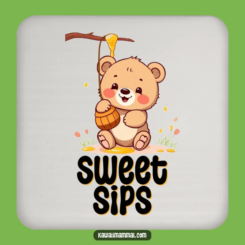 Funny Kawaii Bear Honey Coasters: Protect Surfaces with Sweetness