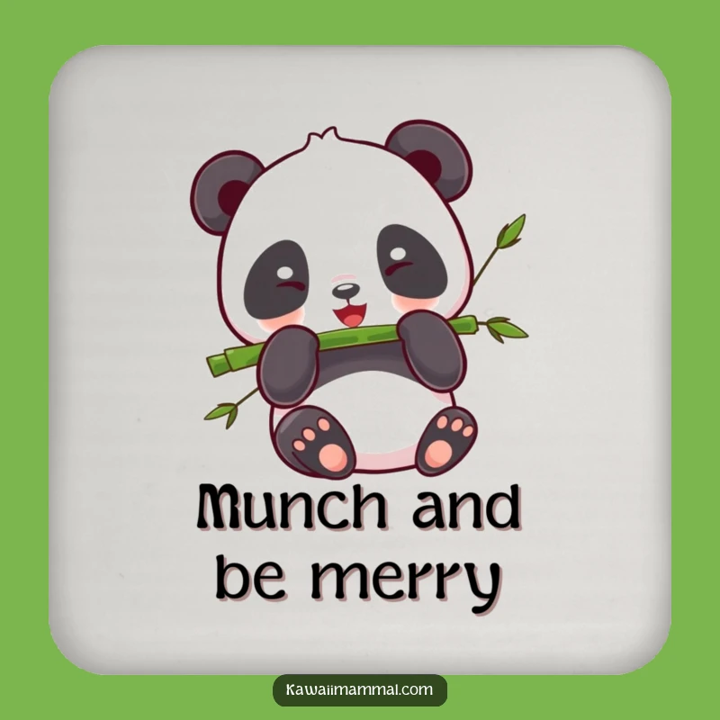Funny Panda Coaster Set: Kawaii Bamboo Muncher, Happy Decor Gift