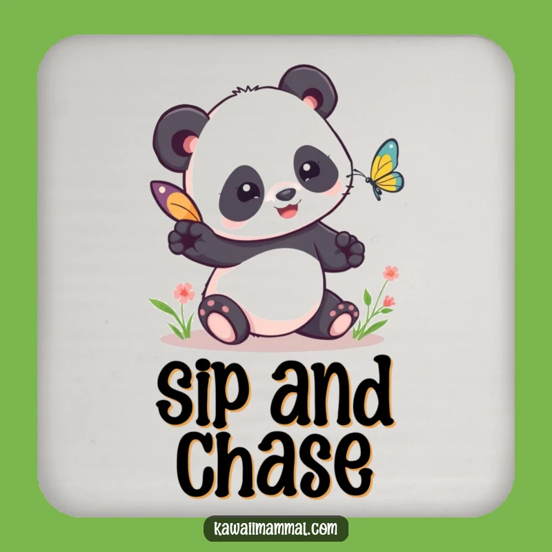 Funny Kawaii Panda Tag Coaster Set - Cute Butterfly Drink Guard - Gift