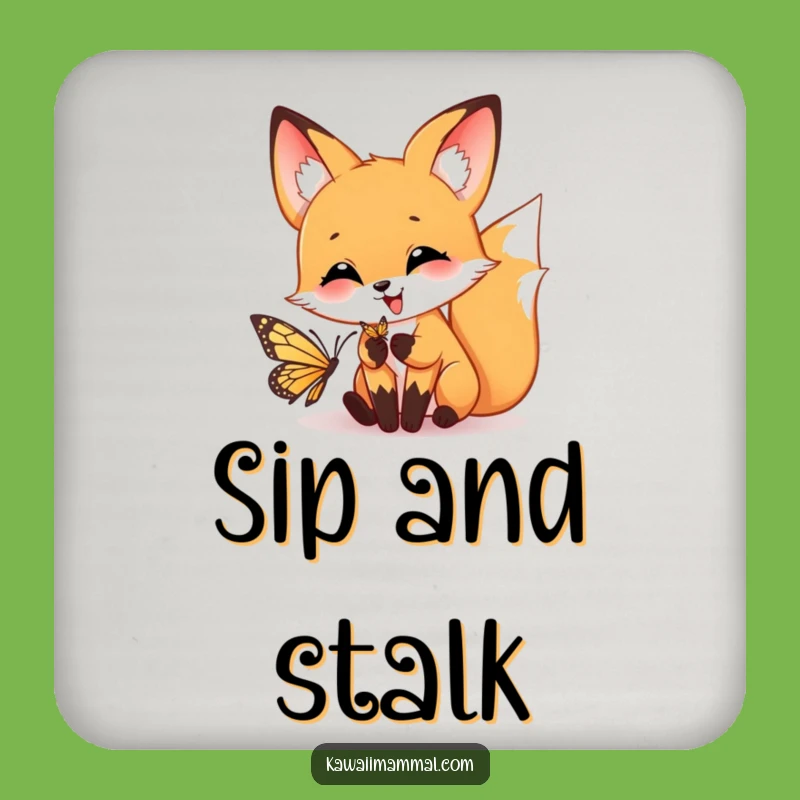 Funny Fox Pouncing Drink Coaster: Protect Surfaces with Humor!