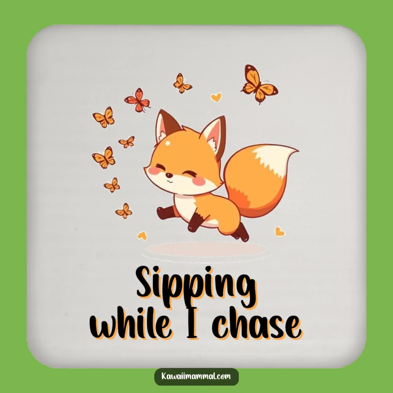 Funny Fox Butterfly Coaster: Protect Surfaces With Playful Charm, Charming Funny Gift