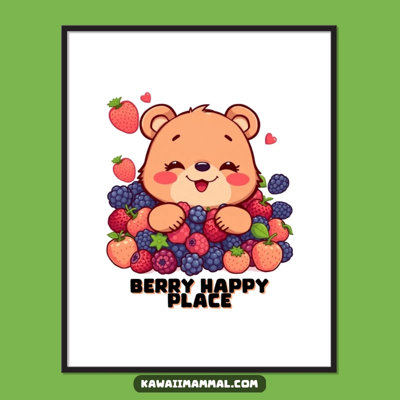 Funny Bear Berry Bonanza Poster: A Hilarious Wall Art Piece for Joyful Spaces