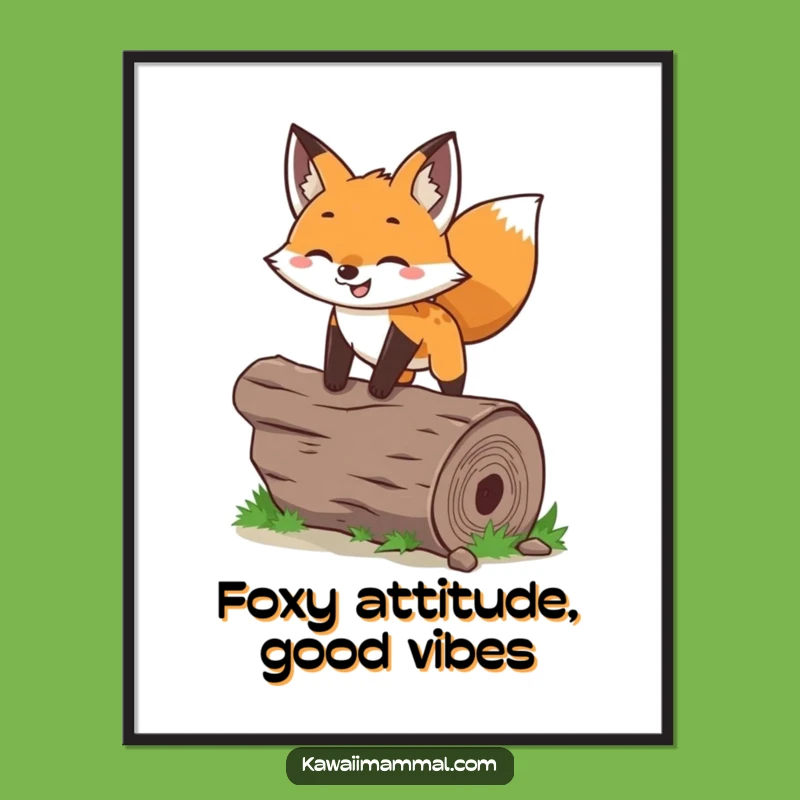Funny Fox Art Print: Dynamic Leaping Character Wall Decor for a Cheerful Vibe