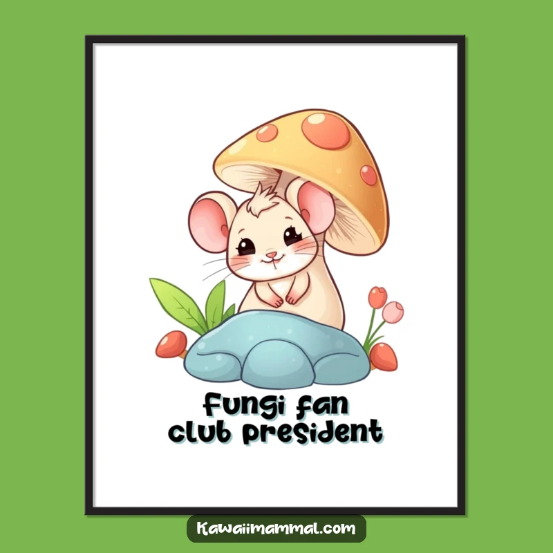 Funny Mouse Mushroom Poster: Enchanting Wall Art for a Whimsical Space