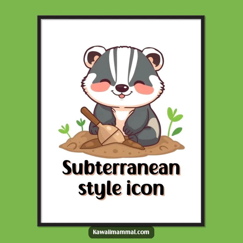 Funny Badger Digging Poster: Vibrant Wall Art for a Humorous Home Decor