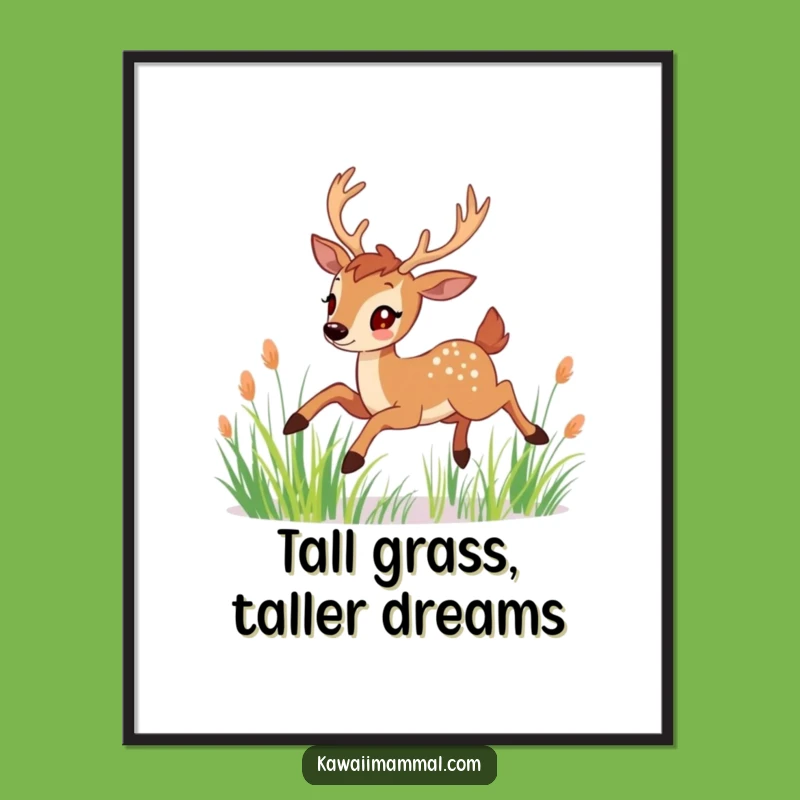Funny Deer Meadow Poster: Graceful Deer Art, Perfect Funny Gift Wall Decor