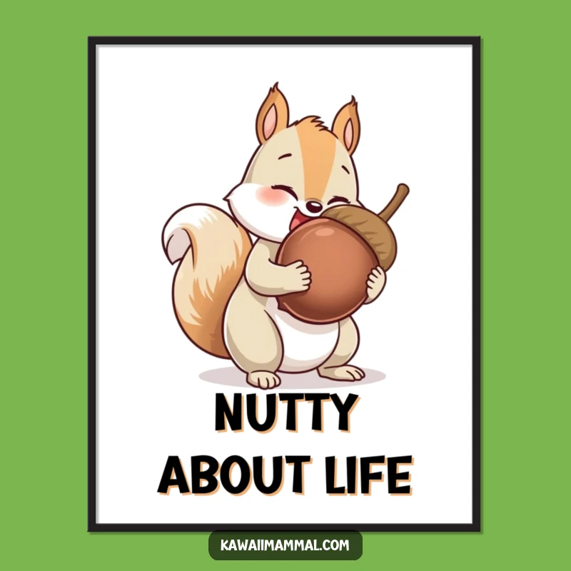 Funny Squirrel Poster: Giant Acorn Collector Art, Whimsical Wall Decor, Unique Gift