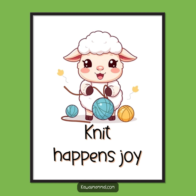 Funny Kawaii Sheep Poster: Decorate with Joyful, Humorous, Crafty Art