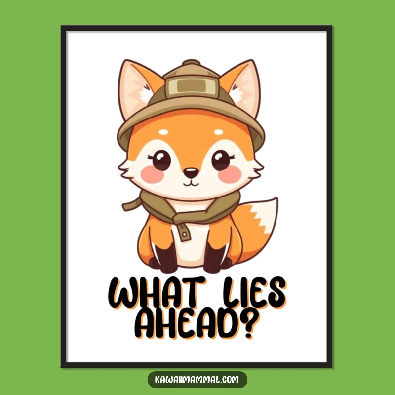 Funny Kawaii Fox Explorer Art Print: Curious Wall Decor