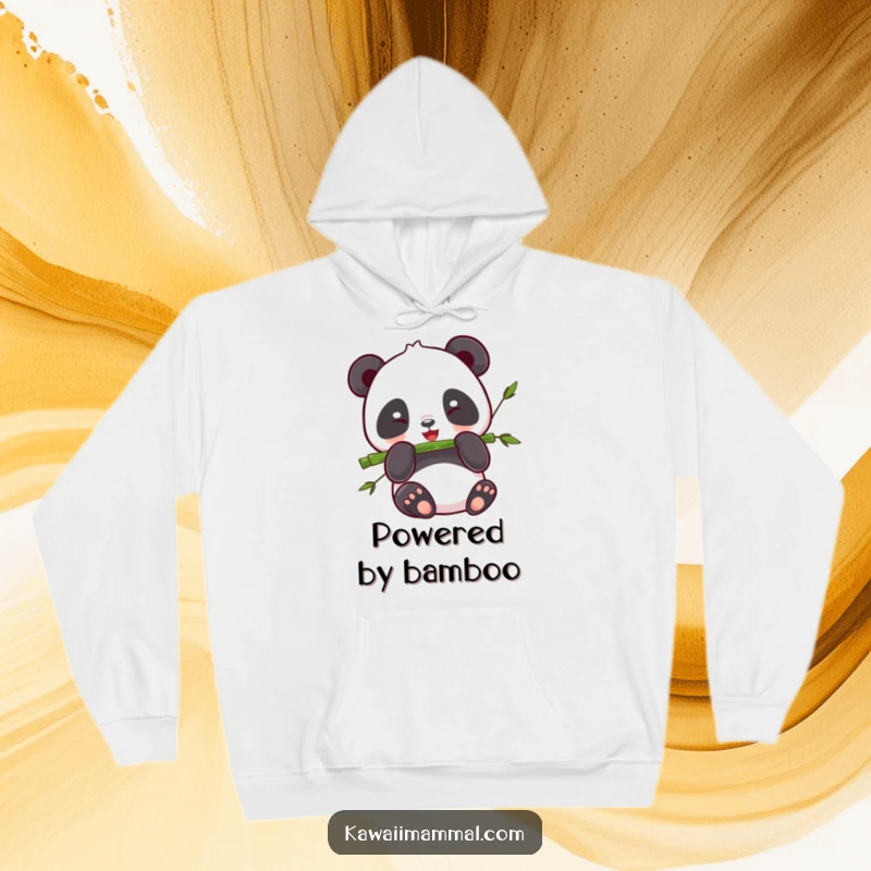 Funny Panda Hoodie: Soft kawaii panda contentedly munching on bamboo, offering humorous comfort and warmth.