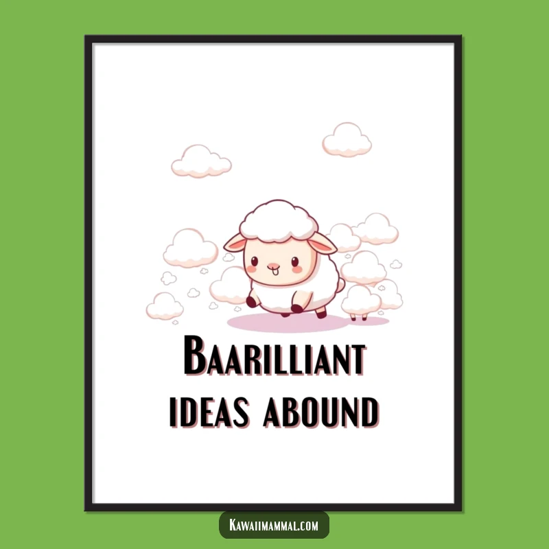 Free Printable Kawaii Sheep Art - Funny Cloud Herder Decor Downloadable