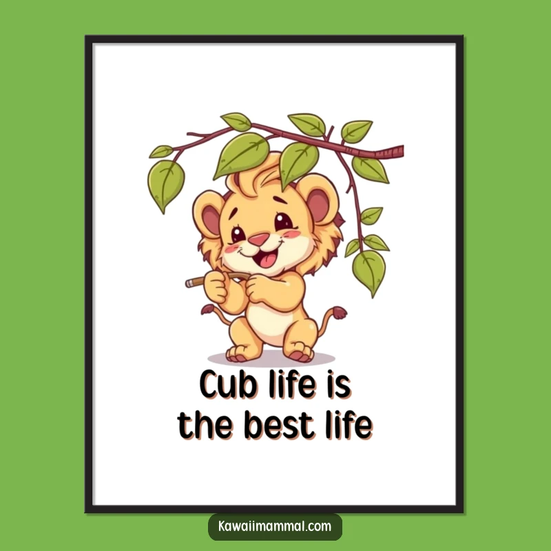 Funny Free Printable Lion Cub Wall Art: Jungle Play, Downloadable Cute Decor