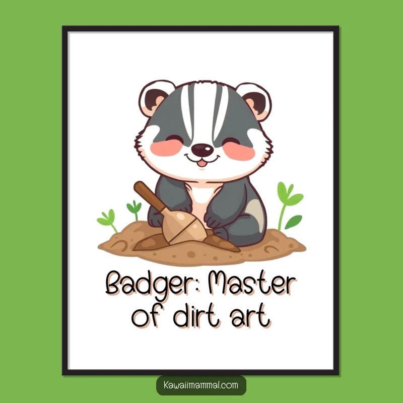 Free Printable Badger Wall Art: Funny Digging Badger, Downloadable DIY Decor