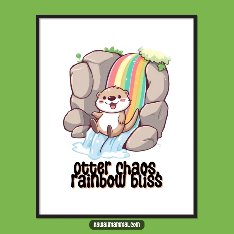 Free Printable Wall Art: Funny Otter Rainbow Slide, Humorous Downloadable Art Gift