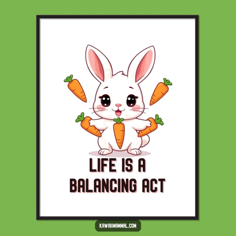Free Printable Wall Art: Juggling Rabbit Funny Downloadable Humorous Decor