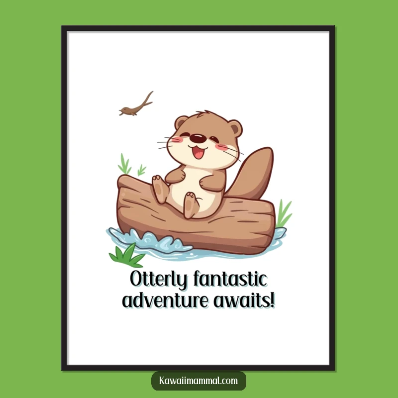 Funny Free Printable Wall Art: Otter Sliding River Log Art
