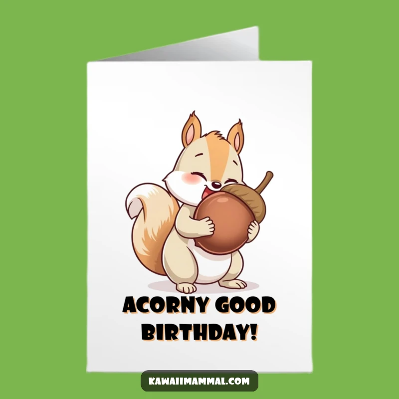Free Printable Birthday Card: Giggling Squirrel, Giant Acorn, Funny Animal, Downloadable Gift