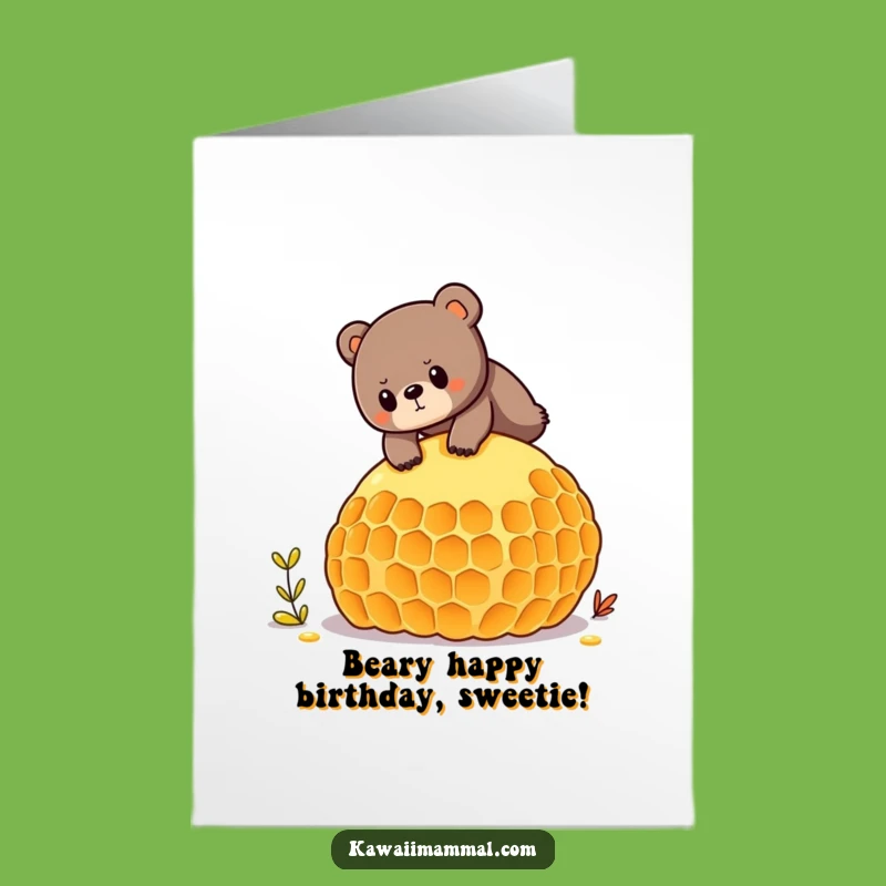 Free Printable Bear Birthday Card: Funny Honeycomb Balance Challenge, Humorous Downloadable Gift